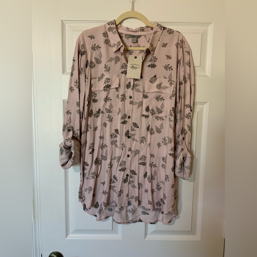 NWT G.H. Bass & Co. Pink Floral Button Down Long Sleeve Shirt XL Casual